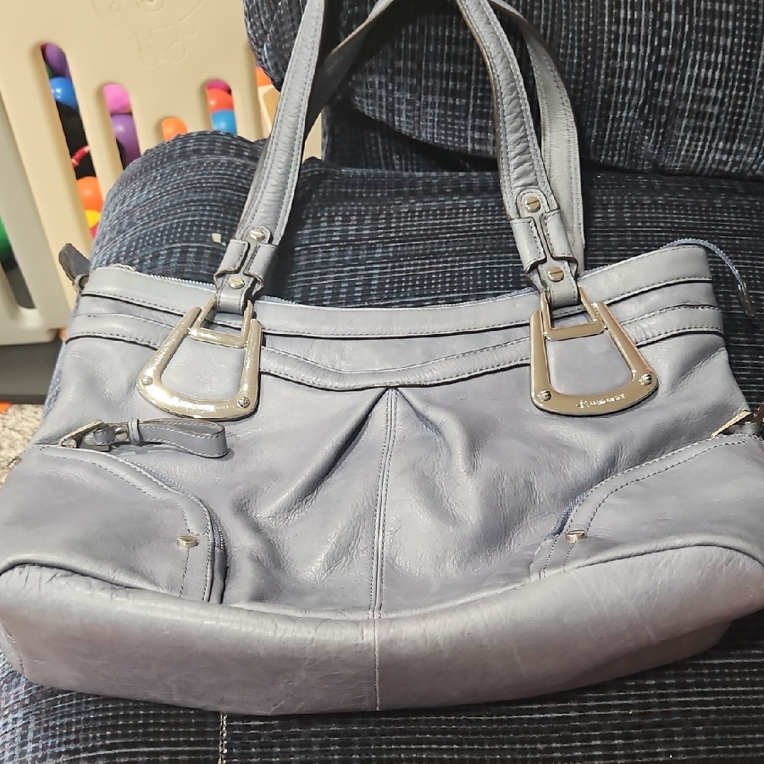Stylish Blue Gray Shoulder Bag. B Makowsky